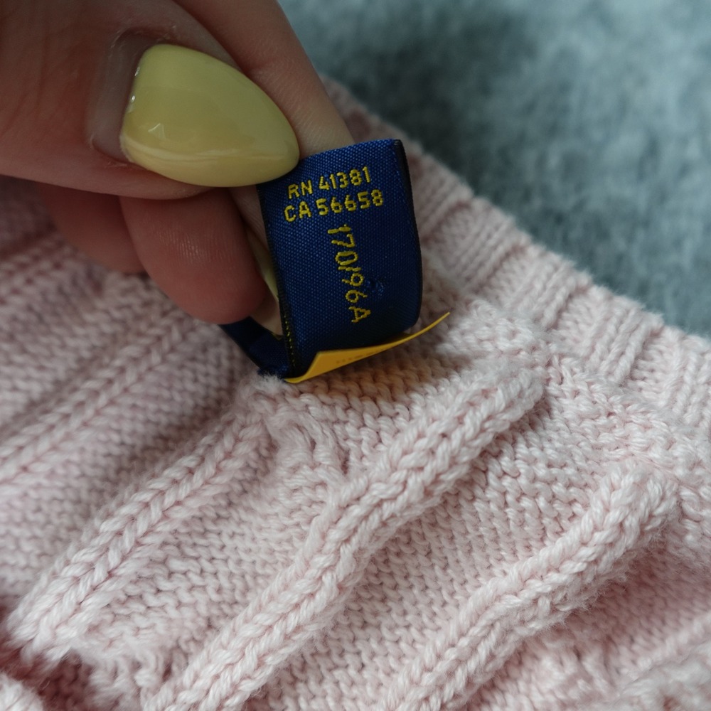 Polo Ralph Lauren Sweater Womens Large Pink Cable Knit Crewneck Long Sleeve - Picture 4 of 13